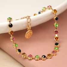 Golden, Multi-Colour Crystal Link Bracelet by Peace of Mind